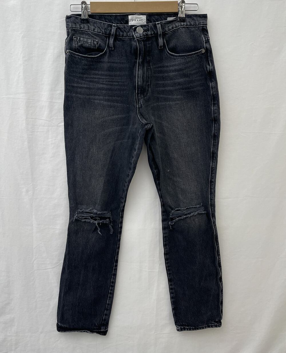 Frame Denim Jeans Women 28 Le Sylvie Slender Straight High Rise Wilkinson Rips